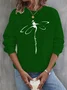 Casual Crew Neck Dragonfly Print Sweatshirt