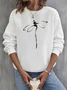 Casual Crew Neck Dragonfly Print Sweatshirt