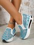 Breathable Floral Embroidery Slip-on Muffin Sneakers