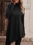 Casual Plain Turtleneck Long Sleeve Loose Daily Basic T-shirt