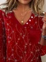 Casual Floral V Neck Long Sleeve T-shirt