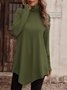 Casual Plain Turtleneck Long Sleeve Loose Daily Basic T-shirt