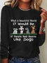 Crew Neck Long Sleeve Dog Regular Micro-Elasticity Regular Fit Shirt For Women