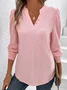 Women Casual Blouse Plain V Neck Long Sleeve Comfy T-shirt