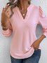 Women Casual Blouse Plain V Neck Long Sleeve Comfy T-shirt