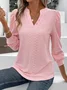 Women Casual Blouse Plain V Neck Long Sleeve Comfy T-shirt