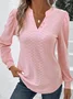 Women Casual Blouse Plain V Neck Long Sleeve Comfy T-shirt