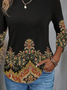 Casual Ethnic Crew Neck Long Sleeve T-shirt
