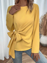 Crew Neck Long Sleeve Halloween Knot Front Regular Micro-Elasticity Loose Shirt For Women