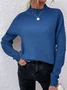 Casual Turtleneck Plain Sweatshirt