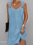 Women Plain V Neck Sleeveless Comfy Casual Midi Dress
