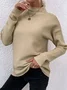 Casual Turtleneck Plain Sweatshirt