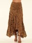 Women's Boho Lace H-Line Natural Loose Maxi Skirt