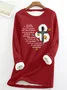 Casual Crew Neck Text Letters Sweatshirt
