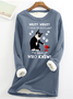 Casual Crew Neck Cat Sweatshirt