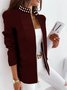 Women's Plain Beaded Regular Loose Jacket