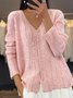 Women's Wool/Knitting Plain Holiday Comfy Casual Glitter Cardigan