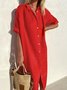 Women's Casual Dress Loose Shirt Collar Short Sleeve Cotton Mini Dress