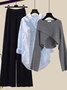 Women Plain Crew Neck Long Sleeve Comfy Casual Top With Pants Matching Outfit