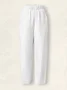 Vacation Casual Loose Cotton Linen Solid Pants