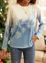 Casual Christmas Snowflake Print Long Sleeve T-Shirt
