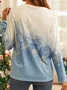 Casual Christmas Snowflake Print Long Sleeve T-Shirt