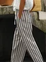 Casual Striped Long Pocket Stitching Pant