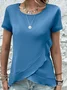Crew Neck Short Sleeve Plain Regular Micro-Elasticity Regular Fit Shirt For Women