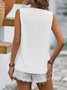 Casual V Neck Plain Tank Top Lace