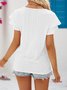 Crew Neck Short Sleeve Plain Regular Micro-Elasticity Loose Shirt For Women
