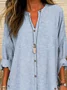 Shirt Collar Long Sleeve Striped Regular Loose Blouse For Women