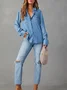 Women's Shirt Spring Collar Denim Long Sleeve Abstract Regular Loose Blouse