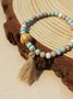 Hemia style multi-layered wooden beaded bracelet