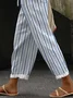 Casual Striped Long Pocket Stitching Pant