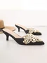 Elegant Ethnic Patterns Height Increasing Slip On Block Heel Mules Pearl