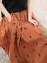 Casual Polka Dots A-Line Natural Maxi Skirt
