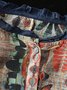 Crew Neck Half Sleeve Botanical Pattern Regular Loose Shirt For Women