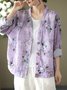 V Neck Long Sleeve Floral Regular Loose Shirt For Women