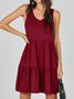 Women Plain V Neck Sleeveless Comfy Casual Midi Dress