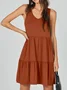 Women Plain V Neck Sleeveless Comfy Casual Midi Dress