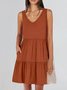 Women Plain V Neck Sleeveless Comfy Casual Midi Dress