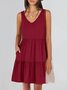 Women Plain V Neck Sleeveless Comfy Casual Midi Dress