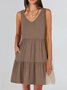 Women Plain V Neck Sleeveless Comfy Casual Midi Dress