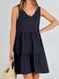 Women Plain V Neck Sleeveless Comfy Casual Midi Dress