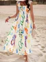Women Geometric Spaghetti Sleeveless Comfy Vacation Scramble Maxi Dress