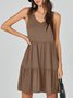 Women Plain V Neck Sleeveless Comfy Casual Midi Dress