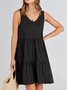 Women Plain V Neck Sleeveless Comfy Casual Midi Dress