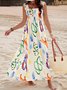 Women Geometric Spaghetti Sleeveless Comfy Vacation Scramble Maxi Dress