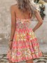 Women Floral Halter Sleeveless Comfy Casual Short Dress
