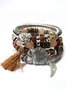 Women Boho Plain All Season Metal Holiday Crystal Chain Bracelets Bracelets
